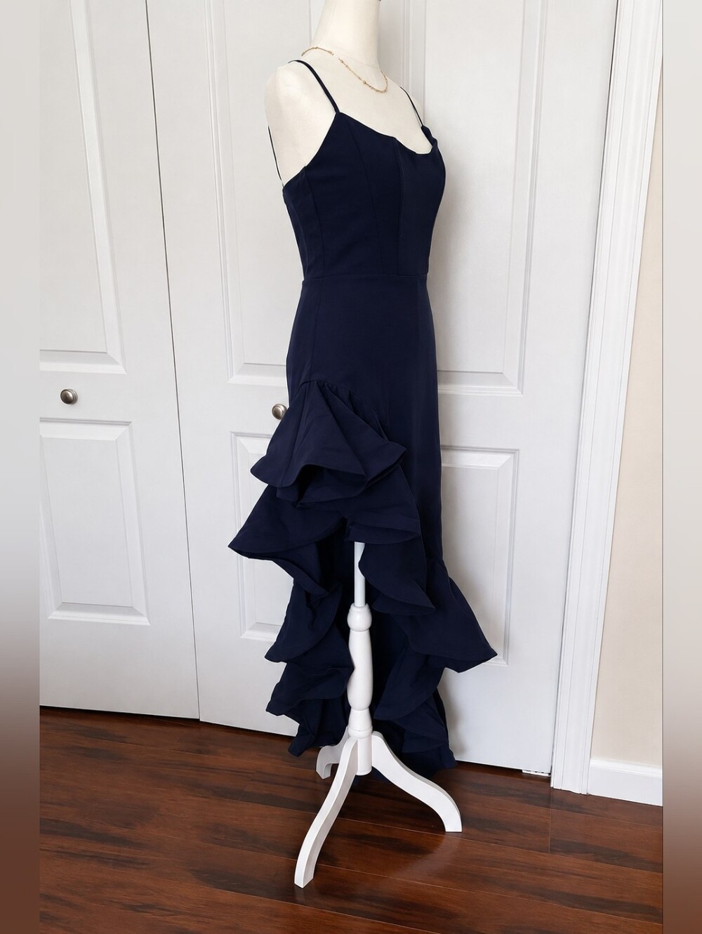 Showpo Navy Blue High-Low Ruffle Dress - Picture 8 of 11